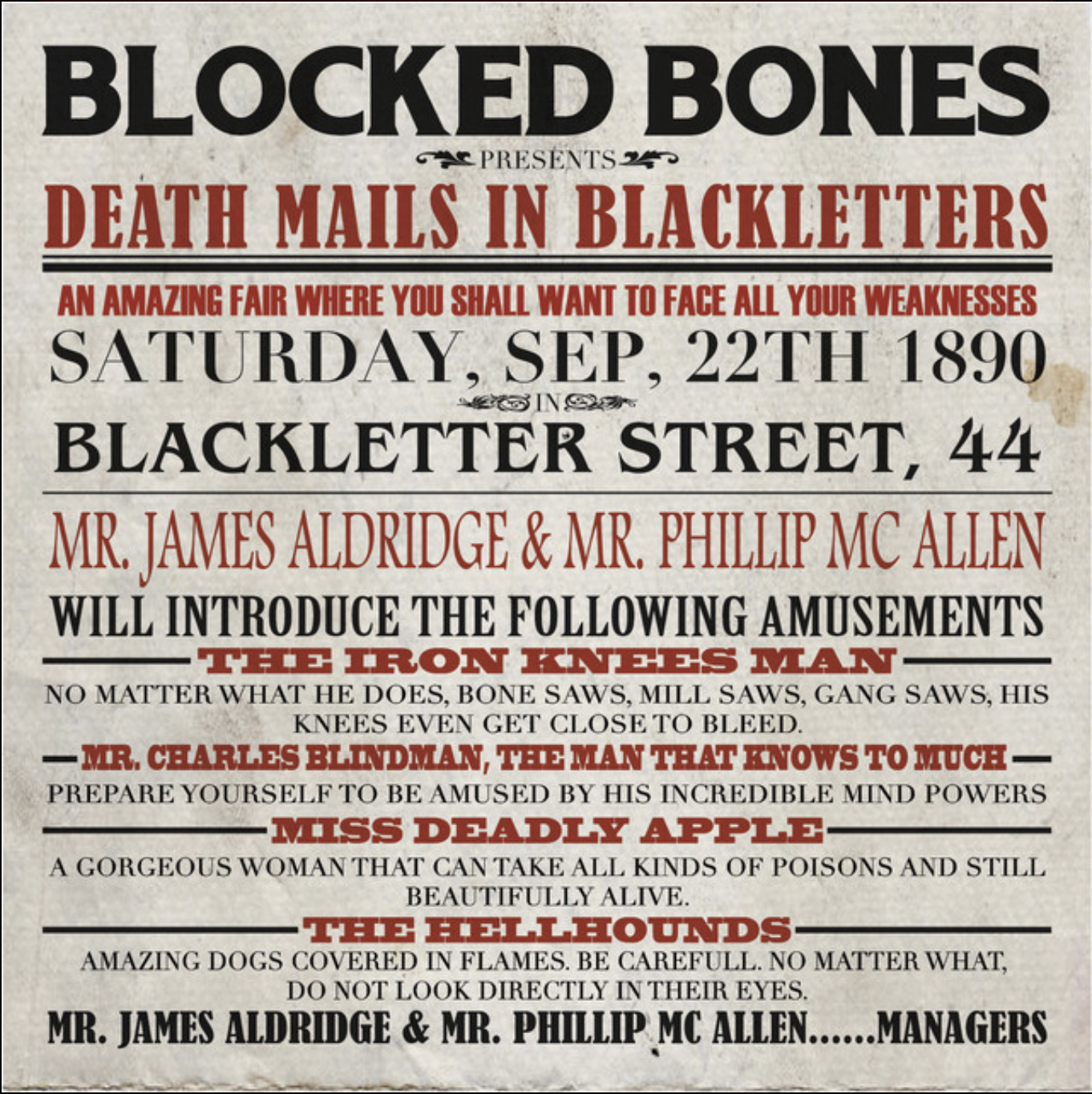 Capa do projeto Blocked Bones — Deathmails In Blackletters